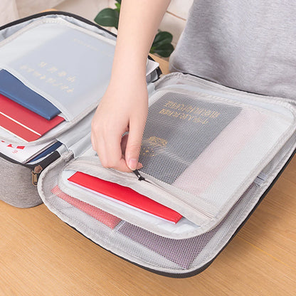 Multi-Layer Large-Capacity Waterproof Business Travel Document Passport Document Bill Storage Bag Box with Lock Briefcase